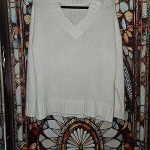 Classic V-Neck Sweater in Cream